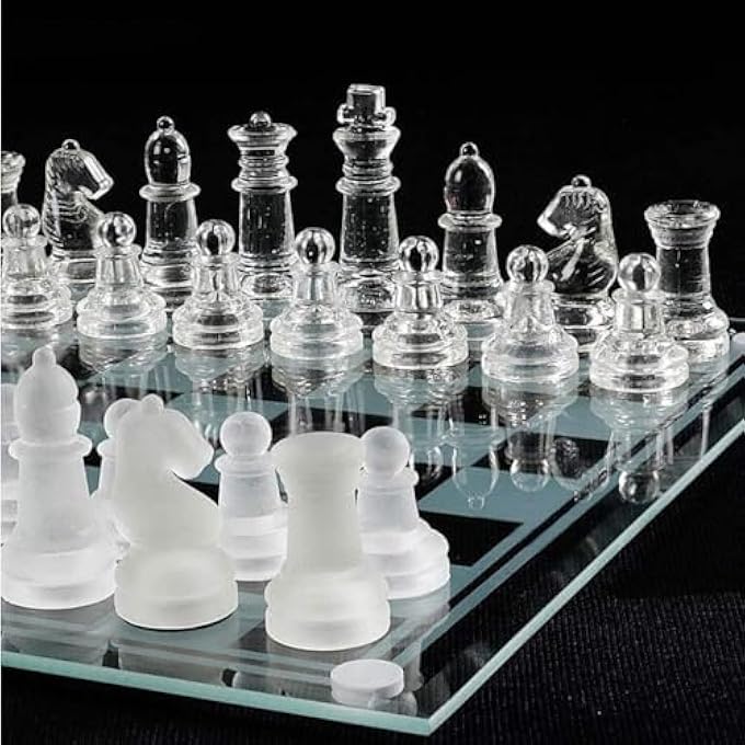 rayihni لعبة الشطرنج - مجموعة شطرنج زجاجية - لوحة شطرنج فاخرة وأنيقة - حجم متوسط - 2 لاعب - العمر 8+ - Image 4